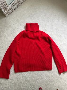 H&M Red Ribbed Turtleneck Sweater